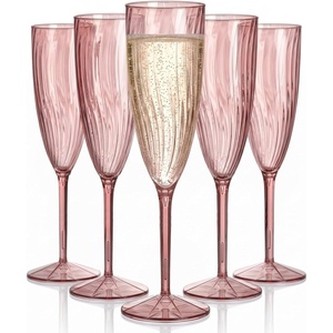 image:imageWDF 36PCS Pink Champagne Flutes Plastic  6 OZ Pink Glitter Disposable Champagne Flutes for WeddingBirthdayPartiesBridal ShowerSummerRose