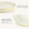image:imageWDF 6Pcs Gold Plastic Serving Trays  12 Inch White and Gold Oval Disposable Plates  Heavy Duty White Plastic Serving Platters for WeddingBirthdayDinner PartyBBQHoliday GatheringsIvory