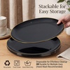 image:imageWDF 6Pcs Gold Plastic Serving Trays  12 Inch White and Gold Oval Disposable Plates  Heavy Duty White Plastic Serving Platters for WeddingBirthdayDinner PartyBBQHoliday GatheringsBlack