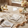 image:imageWDF 6Pcs Gold Plastic Serving Trays  12 Inch White and Gold Oval Disposable Plates  Heavy Duty White Plastic Serving Platters for WeddingBirthdayDinner PartyBBQHoliday GatheringsClear