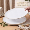 image:imageWDF 6Pcs Gold Plastic Serving Trays  12 Inch White and Gold Oval Disposable Plates  Heavy Duty White Plastic Serving Platters for WeddingBirthdayDinner PartyBBQHoliday GatheringsWhite and Gold