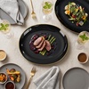 image:imageWDF 6Pcs Gold Plastic Serving Trays  12 Inch White and Gold Oval Disposable Plates  Heavy Duty White Plastic Serving Platters for WeddingBirthdayDinner PartyBBQHoliday GatheringsBlack