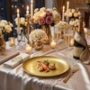 image:imageWDF 6Pcs Gold Plastic Serving Trays  12 Inch White and Gold Oval Disposable Plates  Heavy Duty White Plastic Serving Platters for WeddingBirthdayDinner PartyBBQHoliday GatheringsGold