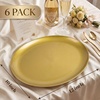 image:imageWDF 6Pcs Gold Plastic Serving Trays  12 Inch White and Gold Oval Disposable Plates  Heavy Duty White Plastic Serving Platters for WeddingBirthdayDinner PartyBBQHoliday GatheringsGold
