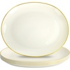 image:imageWDF 6Pcs Gold Plastic Serving Trays  12 Inch White and Gold Oval Disposable Plates  Heavy Duty White Plastic Serving Platters for WeddingBirthdayDinner PartyBBQHoliday GatheringsIvory